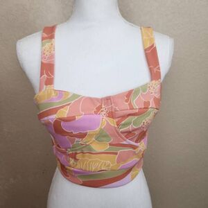 Evolutionary Multicolor Floral Crop Top Size XL NWT (5118)